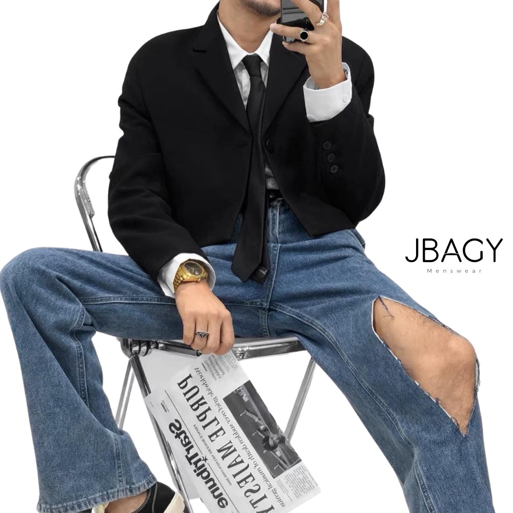 Áo khoác Blazer nam dáng suông 2 khuy cài, túi ngang mở 3 màu sắc trung tính thương hiệu JBAGY...