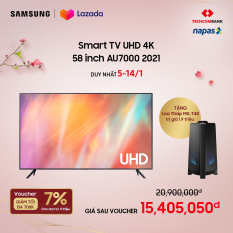 [Voucher 7% tối đa 700k] [TRẢ GÓP 0%] Smart TV Samsung UHD 4K 58 inch AU7000 2021 | Giao quà sau Tết