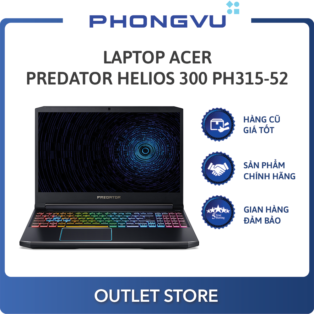 Laptop Acer Predator Helios 300 PH315-52-78MG (NH.Q53SV.009) (i7-9750H) (Đen) – Laptop cũ