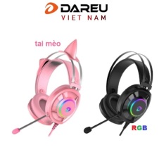 Tai nghe Gaming Dareu EH469 Pink / Đen Black LED RED tai mèo