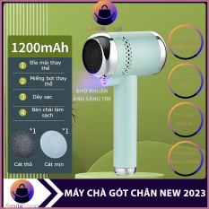 Máy chà gót chân nhỏ gọn cao cấp – Máy chà gót chân mini cầm tay, máy mài gót chân tẩy tế bào chết, làm sạch gót chân – Dụng cụ chà gót chân thông minh, thiết kế tia ánh sáng tím diệt vi khuẩn, kèm 2 đầu mài làm mếm mại gót chân – Bảo hành 12 tháng