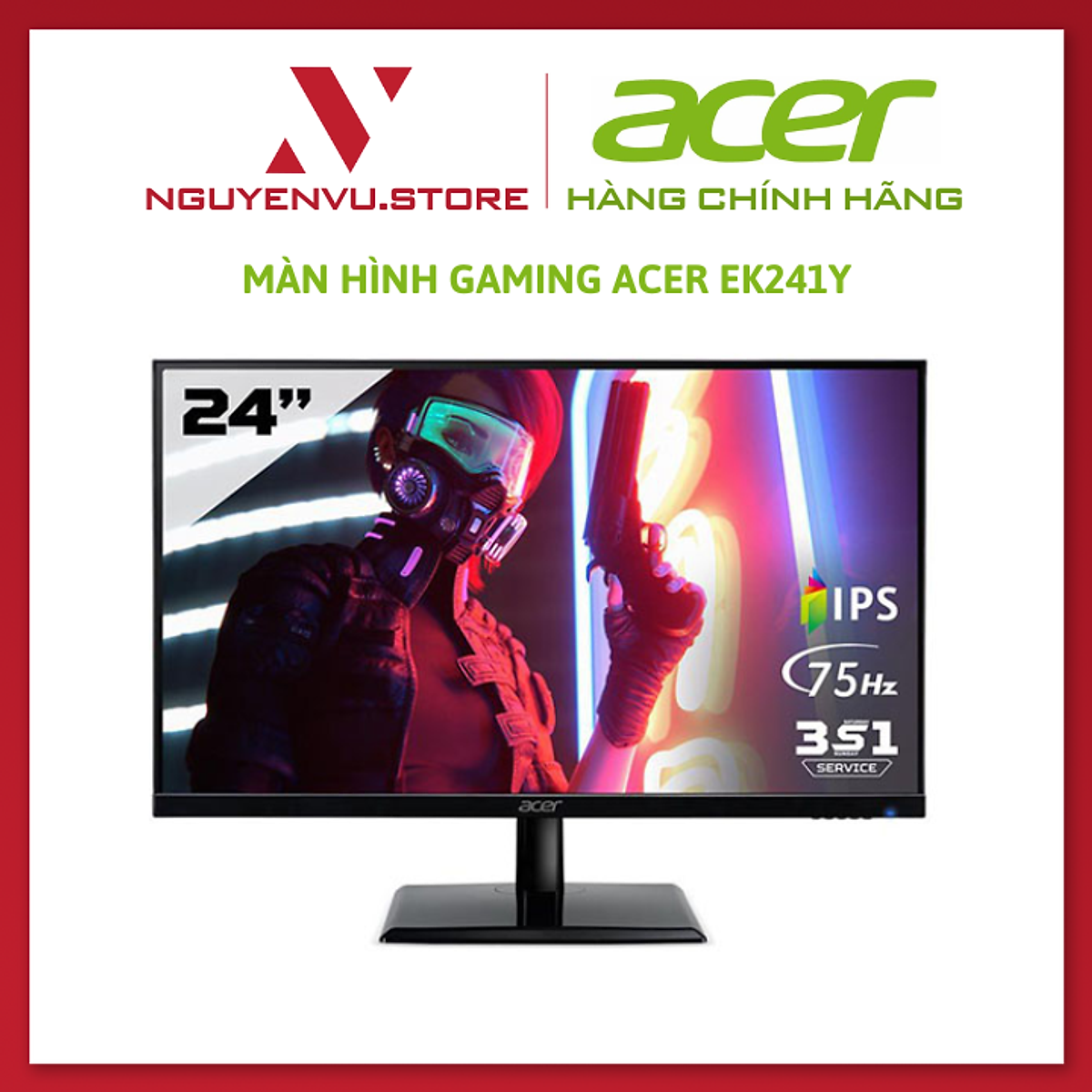 Màn hình Acer EK241Y (23.8 inch/FHD/IPS/75Hz/4ms/250 nits/HDMI+DSub) – Hàng Chính Hãng