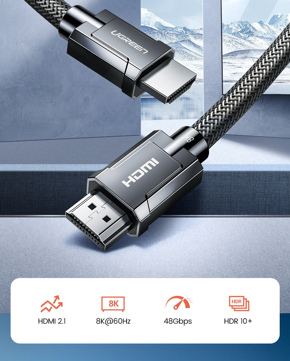 Cáp HDMI 2.1 48Gbps Ugreen HD135 Hỗ trợ phân giải 8K/60Hz | Sử dụng cho Xiaomi TV Box PS5 HUB...