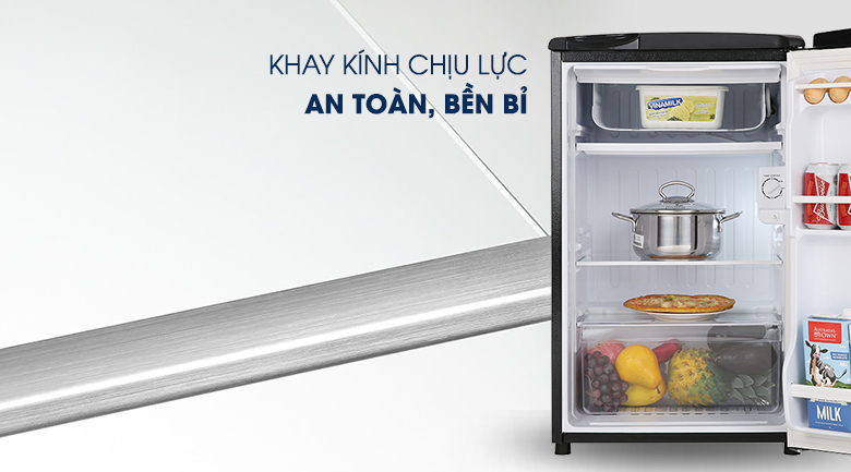 [TRẢ GÓP 0%][VOUCHER 5% - TỐI ĐA 200K]Tủ lạnh mini Aqua 90 lít AQR-D99FA Khay làm bằng kính chịu lực,...