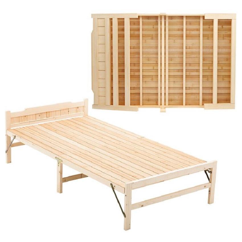 Giường xếp gỗ thông gọn gàng, chất liệu gỗ thông cao cấp, tặng kềm đệm gối