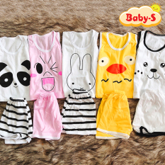 Bộ ba lỗ cotton 2 chiều mùa hè họa tiết hình thú ngộ nghĩnh cho bé trai và bé gái 2-13kg chất co giãn thoáng mát Baby-S – SBVN014