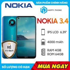 Điện Thoại Nokia 3.4 (4GB/64GB)- Hàng Chính Hãng, Mới 100%, Nguyên Seal, Bảo hành 12 tháng