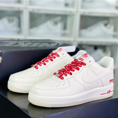 2023 Original Supreme x A F 1 07 Low “White&Red” Casual Sneakers Basketball Shoes for Men&Women