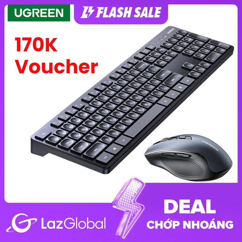 【Hàng mới】Nhận voucher đến ₫170K UGREEN KU004 Keyboard Mouse Wireless 2.4G English Russian Keycap For Work Office Gaming PC Accessories Mice Pads 104 Keycaps Keyboard