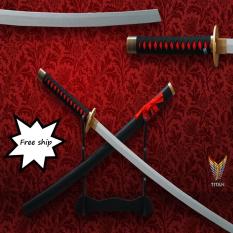 Đồ cosplay Katana chuôi đen đỏ lưỡi bạc