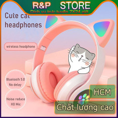【HCM】Nâng cấp Tai nghe chụp tai Bluetooth mèo có đèn led chân mèo nhấp nháy dễ thương headphone không dây cute có mic phát sáng chơi game nghe nhạc có bass cực mạnh