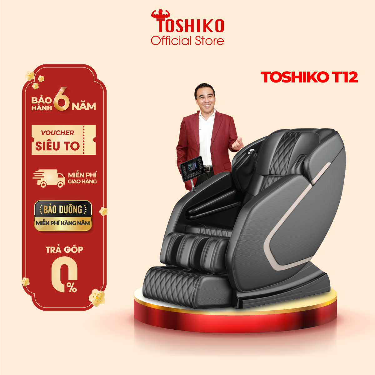 [TRẢ GÓP 0%] [Quà tặng trị giá 1,3TR]Ghế massage toàn thân Toshiko T12 – Ghế Matxa Trị Liệu Toàn Thân Cao Cấp bảo hành 6 năm, ghế massage tự động mát xa đa năng, ghế masssage toàn thân sở hữu hệ thống mát xa nhiệt hồng ngoại