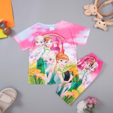 Bộ quần áo bé gái 3D in hình công chúa ELSA nhiều màu, set đồ bé gái dễ thương cho bé từ 8kg – 30kg
