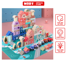 Bộ lắp ráp xây dựng thành phố MODY City Building MCB879103 bằng gỗ rèn luyện tư duy cho bé