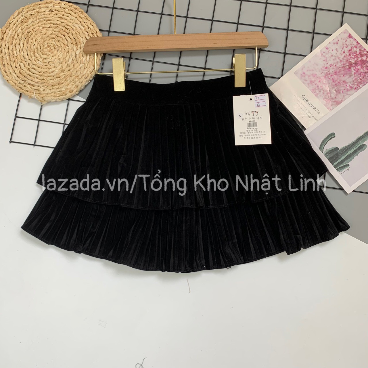 Chân váy ngắn xòe nữ chất nhung cao cấp xếp ly 2 tầng xòe bồng NHẬT LINH - CV385