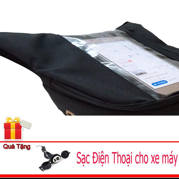 [Quà tặng cóc sạc điện thoại xe máy]Túi treo đầu xe máy đứng vải bố Sunha MBS004 chuyên dùng xem...