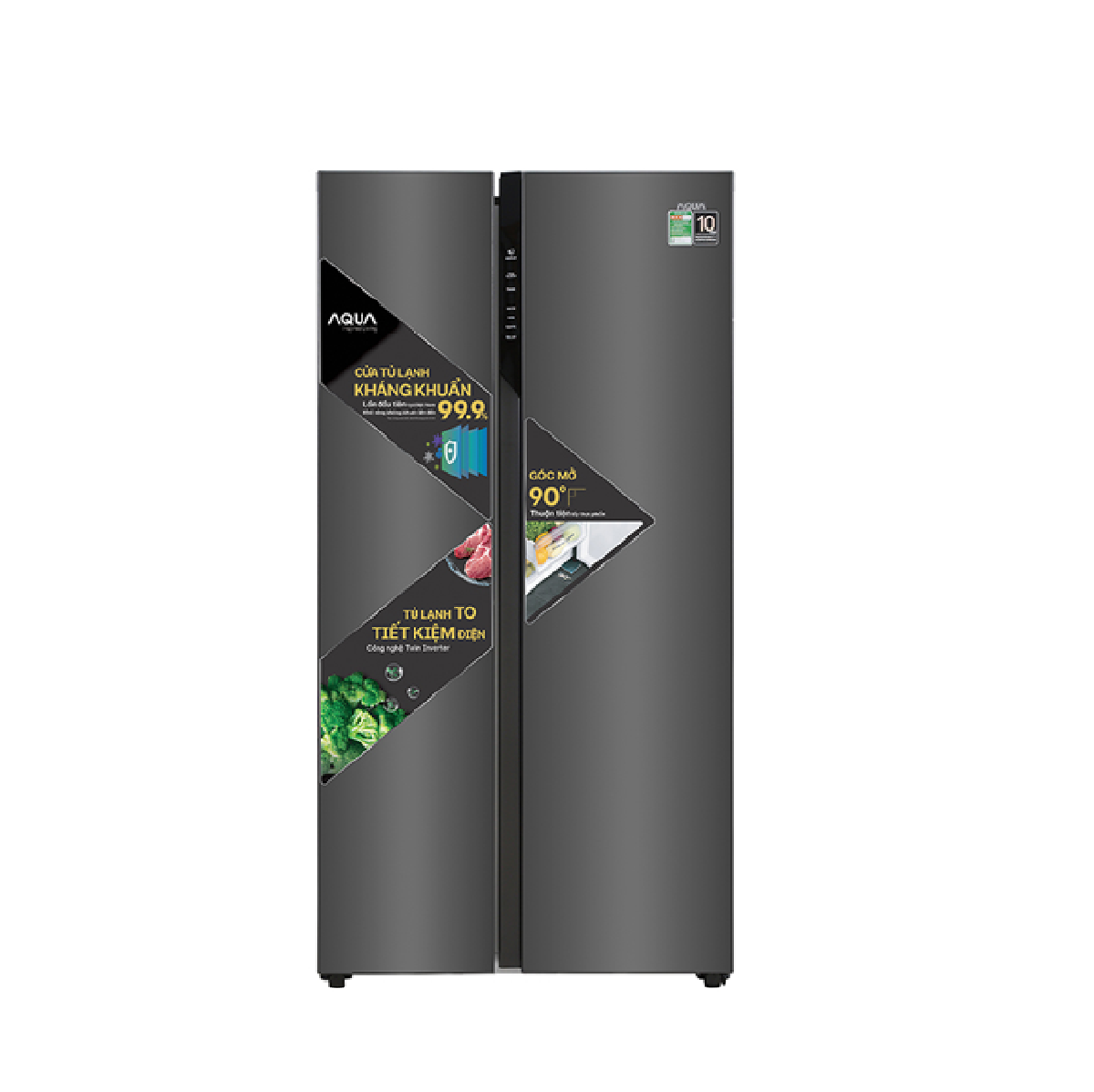 Tủ lạnh Aqua Inverter 480 lít AQR-S480XA(BL) - Miễn phí vận chuyển HCM - Thiết kế cửa tủ mở rộng...