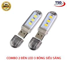 Combo 2 Đèn Led USB 3 Bóng Version 2019 – Đèn Led Siêu Sáng Hình USB