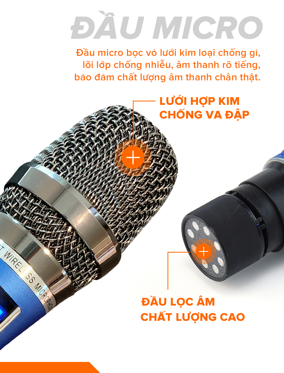 Micro không dây cao cấp C.O.K ST-212 (2 Micro), [Micro Karaoke phù hợp với mọi loa kéo & dàn âm...