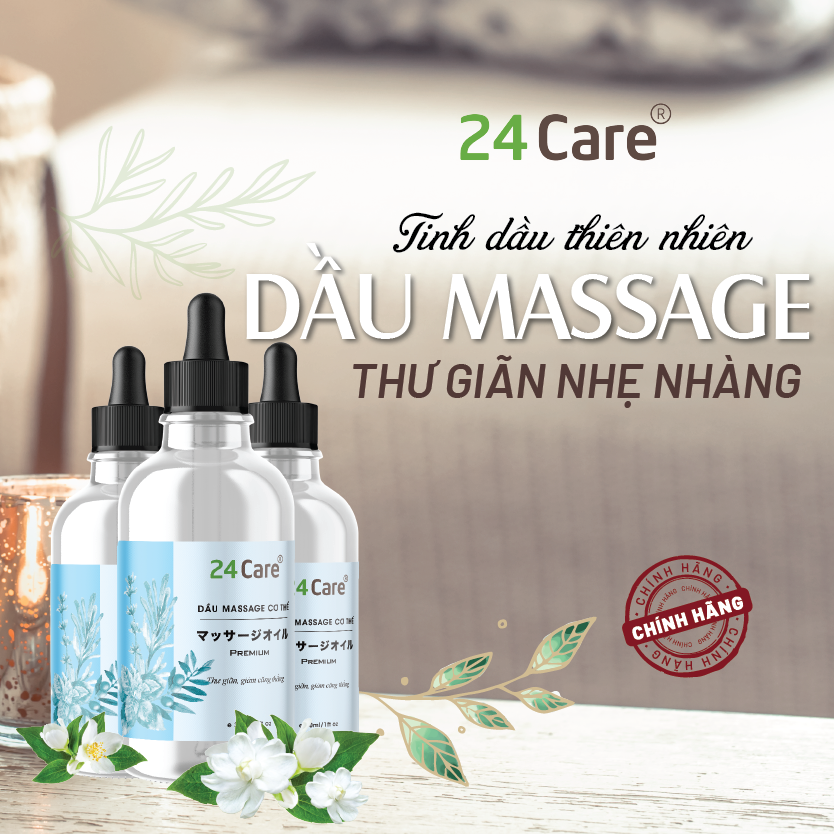Dầu massage thư giãn Nam Nữ thảo dược thiên nhiên 24Care - 30ml