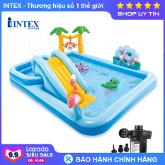 Bể bơi phao cầu trượt có vòi phun mưa INTEX 57161 – Hồ bơi cho bé mini, Bể bơi phao trẻ em
