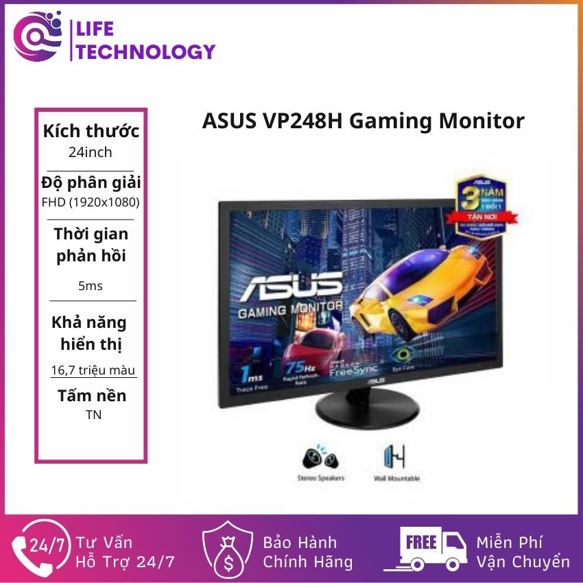 [Freeship] Màn Hình Máy Tính Giá Rẻ ASUS VP248H Gaming Monitor/ 24 inch FHD/ 75Hz/ 3Yrs -LIFE Technology- LF93 Hàng...