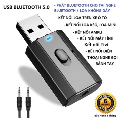 Thiết bị thu phát âm thanh Usb bluetooth 5.0 đa chức năng jack cắm 3.5mm cho loa, Tivi, máy tính, laptop, xe ô tô