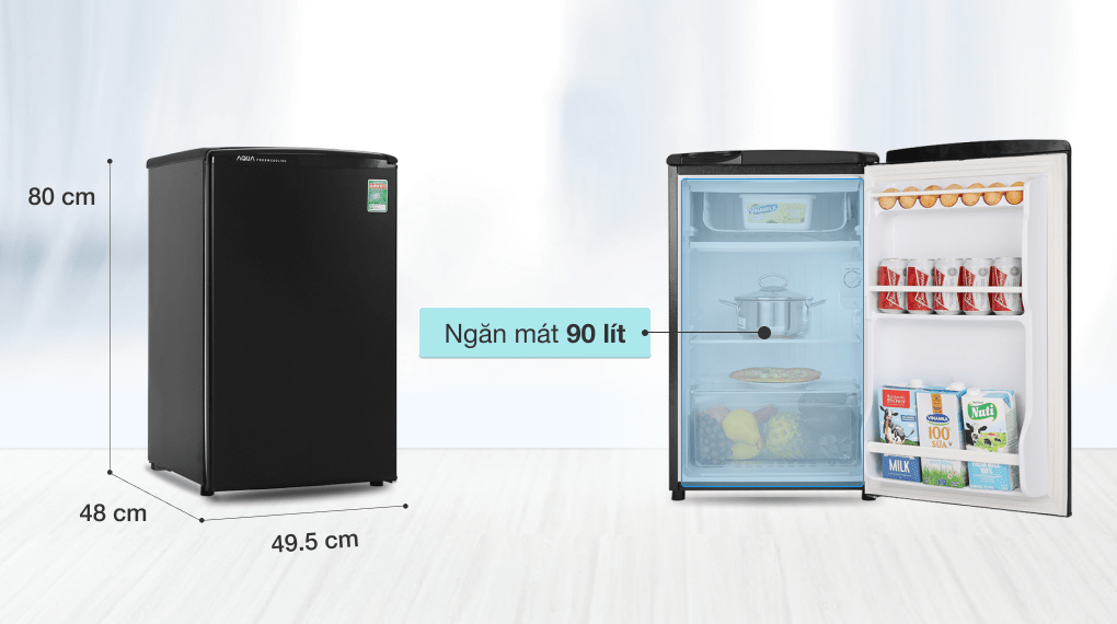 [TRẢ GÓP 0%][VOUCHER 5% - TỐI ĐA 200K]Tủ lạnh mini Aqua 90 lít AQR-D99FA Khay làm bằng kính chịu lực,...