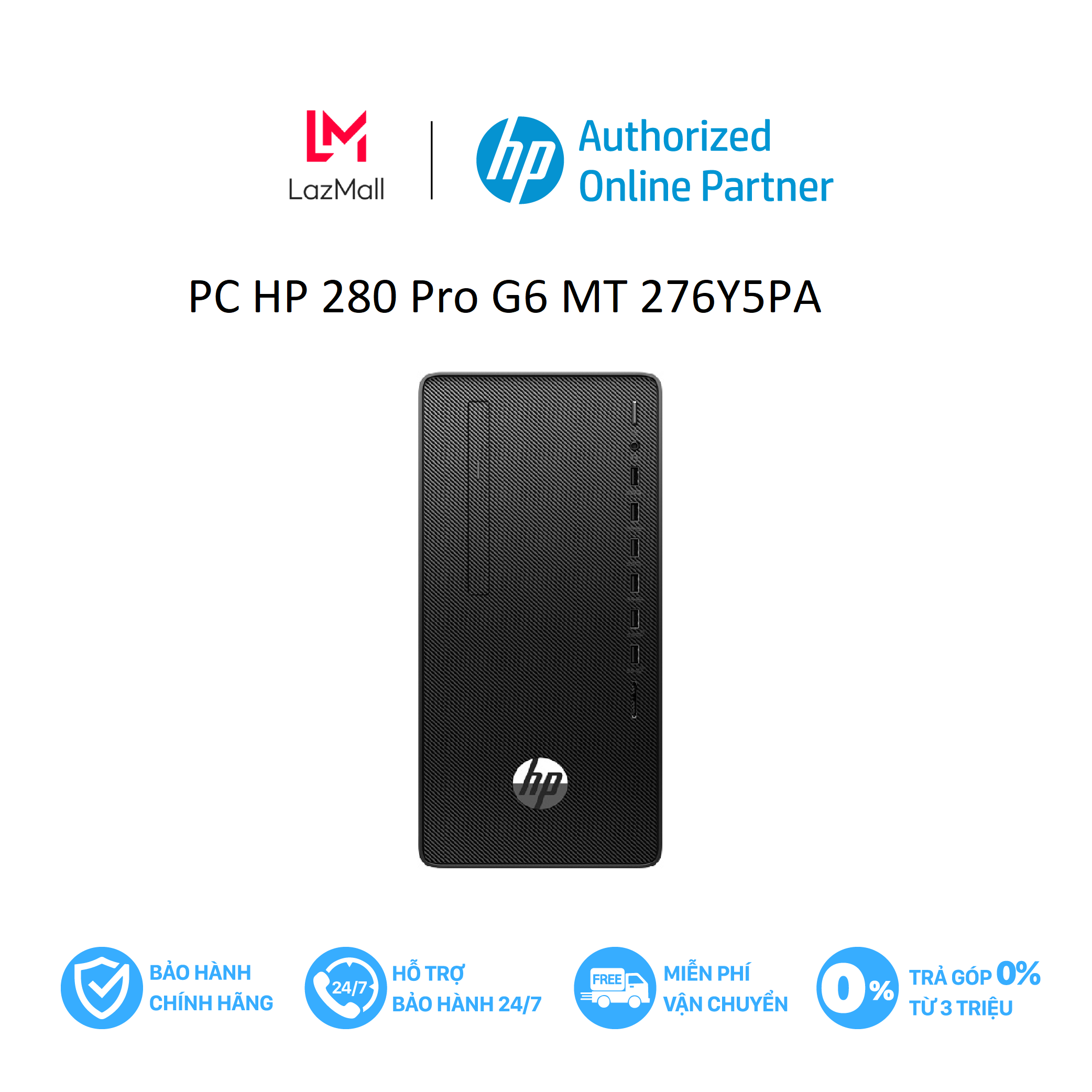 Máy tính để bàn HP 280 Pro G6 MT/ i7-10700-2.9G/ 8G/ 256G SSD/ DVDRW/ WL+BT/ W10/276Y5PA