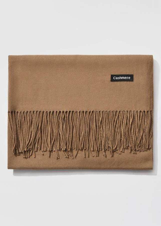 Khăn Choàng Cổ Len Dạ Màu Nâu Tây Trơn - Cashmere - 200x60cm - Mã KC075