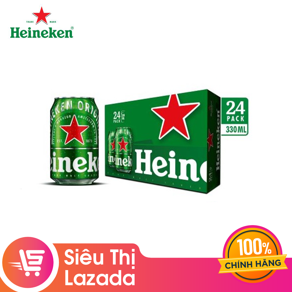 [FREESHIP 44K HCM & HN] Thùng 24 lon thường Heineken (330ml/lon)