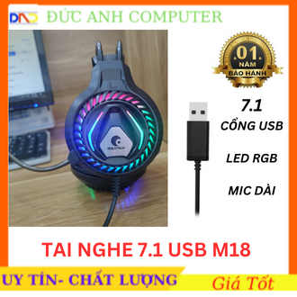 Tai Nghe USB 7.1 Game Goldtech M18 Âm Thanh 7.1 Chuyên Game Giá Rẻ | Bảo Hành 12 Tháng, MIC DÀI
