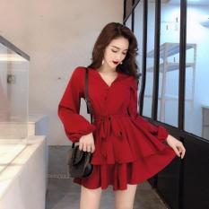 Jump cổ chéo tay dài phối tầng siêu quyến rũ