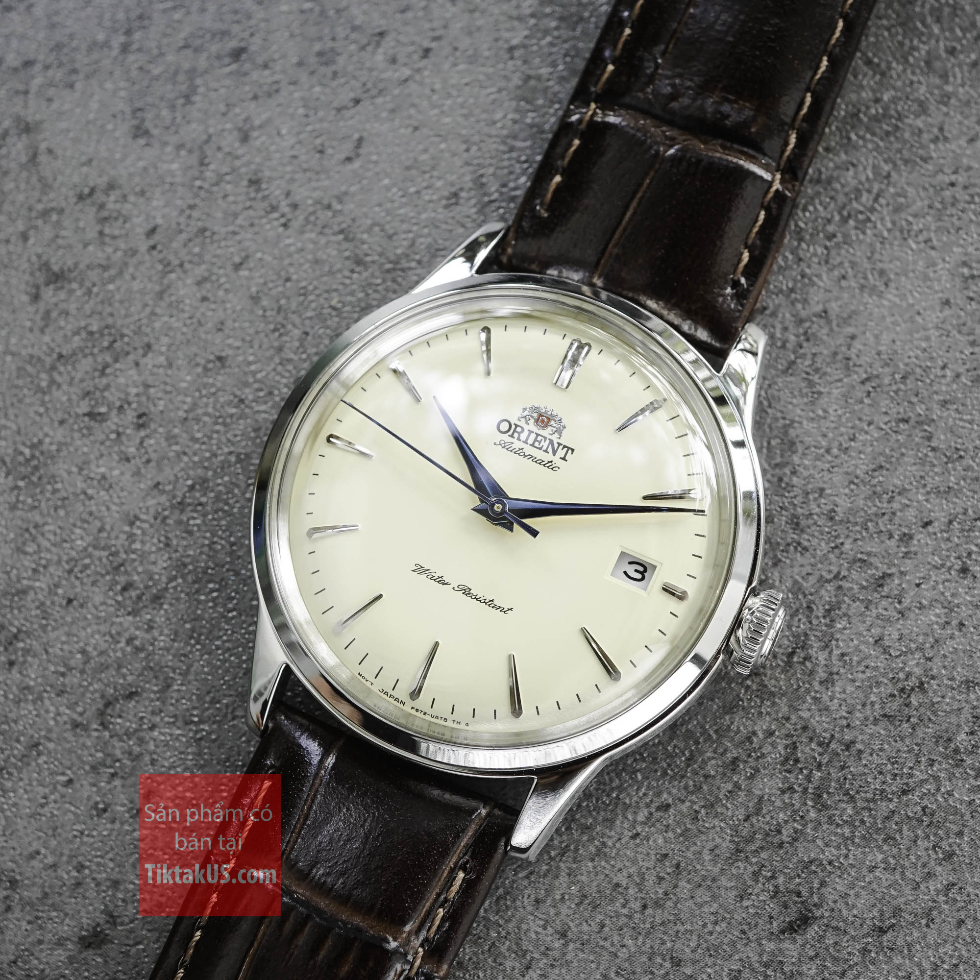 Đồng hồ đeo tay nam dây da Orient Automatic Bambino 38mm RA-AC0M04Y10B đường kính mặt 38mm, chống nước 30m, lịch...