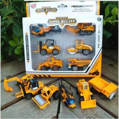 Bộ 06 xe công trình tỉ lệ 1:64 gồm 6 chiếc khác nhau bằng hợp kim và nhựa Quà tặng đồ chơi trẻ em