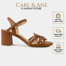 Carl & Ane – Giày sandal cao gót mũi hở phối quai đan cao 5cm màu bò – CS013
