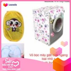 Vỏ bọc máy giặt cửa ngang cỡ nhỏ ( màu ngẫu nhiên ) + túi lưới bung ( Vàng )
