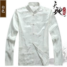 Age season tang suit old people in the men’s long sleeve shirt collar dad put Chinese wind Chinese yards shirt jacket 【Wjj】SDFERTETYERE