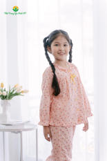 Bộ Cotton quần dài áo dài tay họa tiết bé gái B70.2108- Thời trang gia đình VT