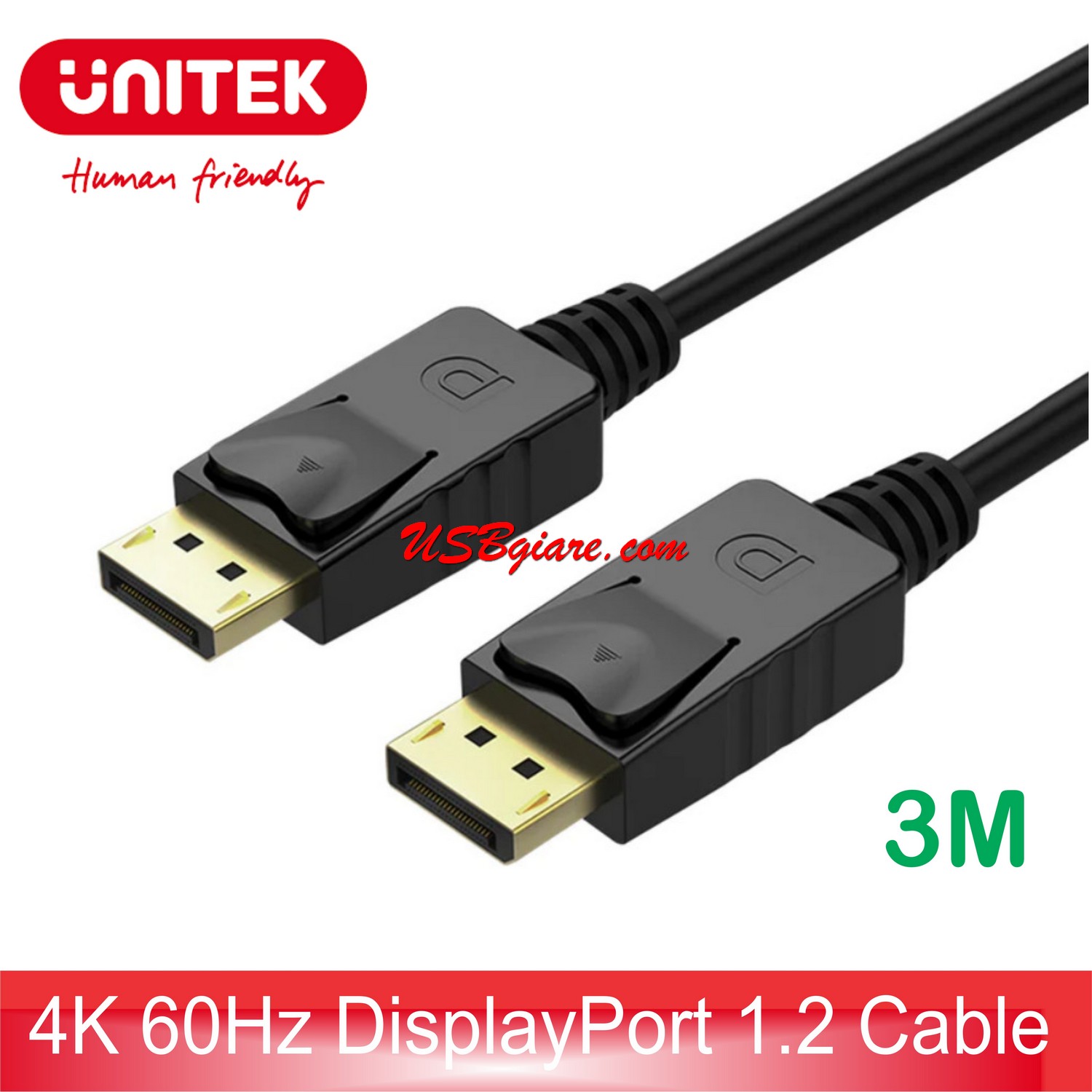 CÁP DISPLAYPORT 3M CHUẨN 1.2 4K 60HZ CHÍNH HÃNG UNITEK Y-C609BK