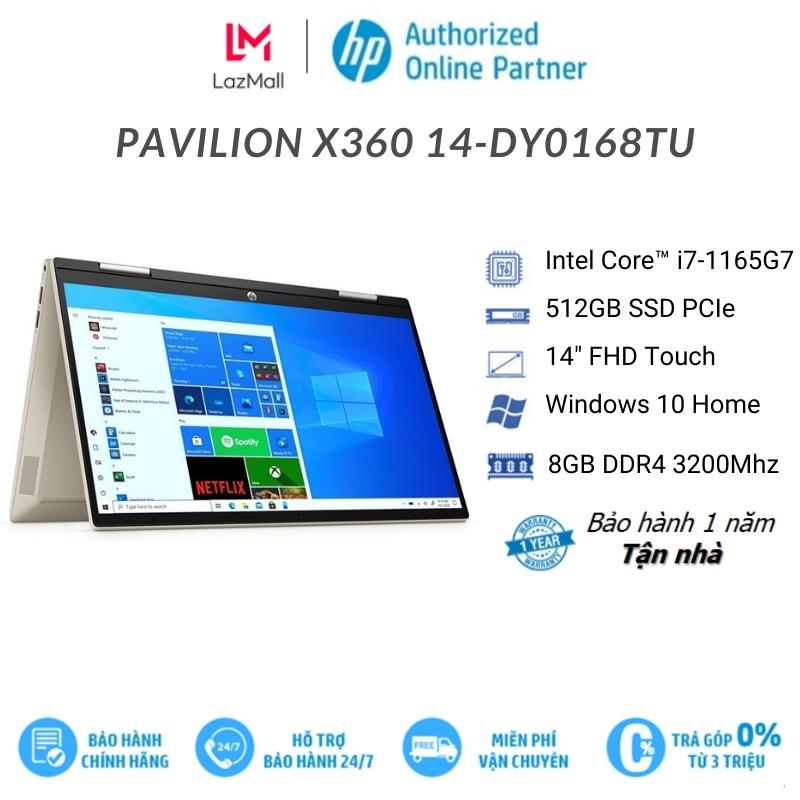 [12.12 Voucher 3 triệu] Laptop HP Pavilion x360 14-dy0168TU i7-1165G7/8GD4/512GSSD/14.0FHD Touch /PEN/ VÀNG/Win10