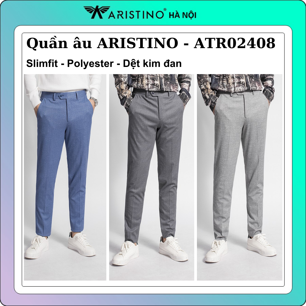 Quần âu quần tây nam ARISTINO – ATR02408 Dáng Slim ôm co giãn nhẹ, dệt kim đan cao cấp