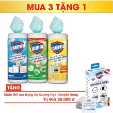 Combo mua 3 Hộp Läupro 45 tờ (1 Lau Bếp + 1 Đa Năng + 1 Lau Kính) Tặng 1 Hộp Läupro Lens (Laupro)
