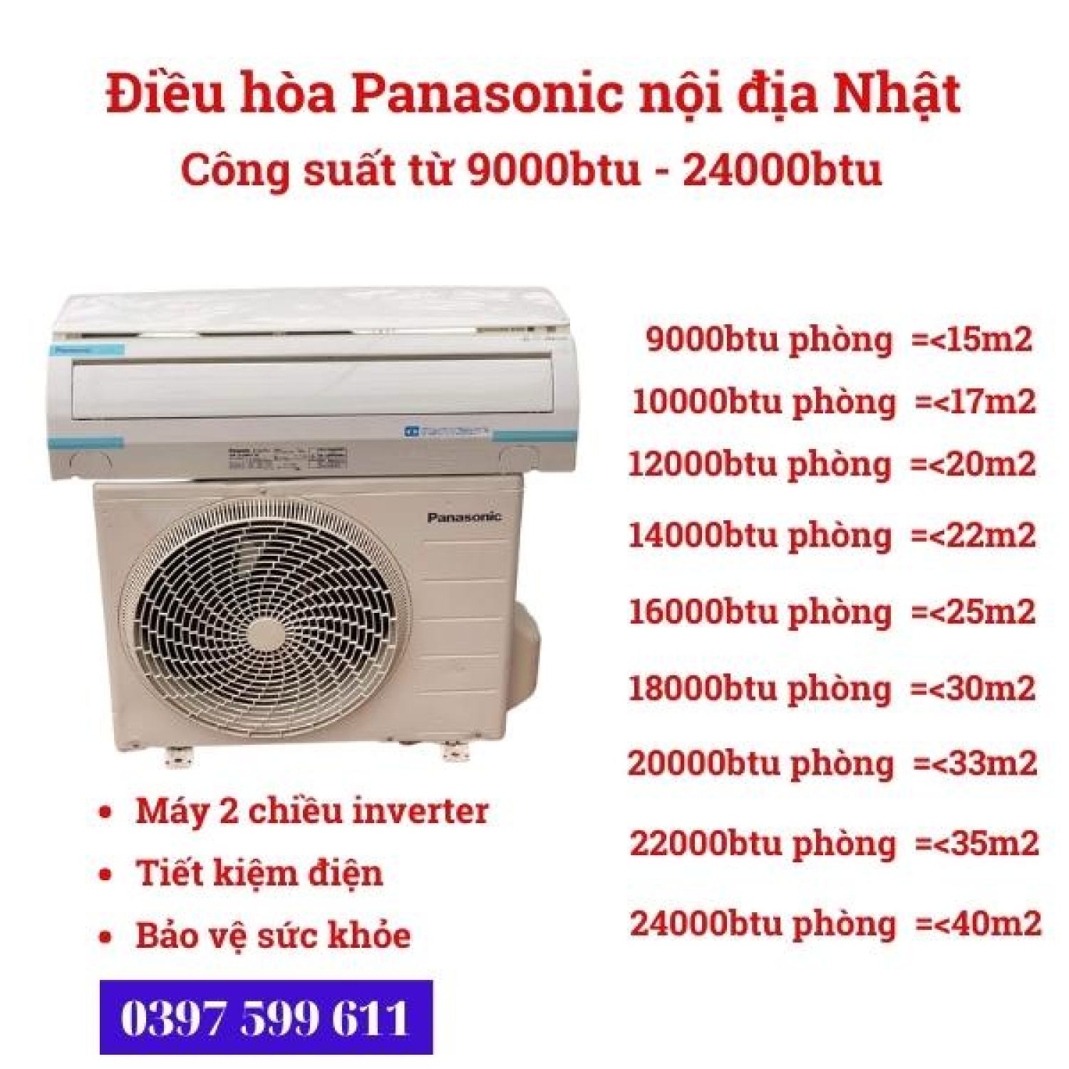 Điều hòa máy lạnh Panasonic từ 9000btu đến 24000btu nội địa Nhật máy 2 chiều inverter Nhật Bãi Phát Đạt