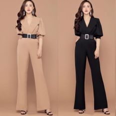 Jmsuit cổ vest tay phồng