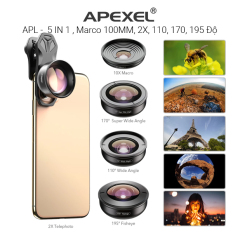 [Combo] Bộ ống kính lens kit cao cấp 5in1 cho điện thoại APEXL APL-HD5V2 chuẩn 4K