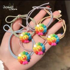 Set 5 dây thun buộc tóc Hàn Quốc dễ thương phối hình Hoa Hướng Dương đủ màu
