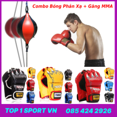 Combo bóng phản xạ luyện tốc độ Wubotiyu + Găng đấm bốc MMA boxing Walon hở ngón – Bảo hành 6 tháng
