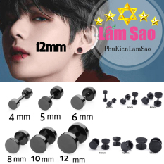 ( 1 Đôi ) Bông Tai Nam / khuyên titan nam HÀN QUỐC Nút Tròn Đen Quả Tạ 2 đầu oppa cao cấp Không ghỉ sét – LÂM SAO