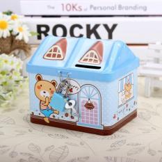 Két Sắt Ống Heo Tiết Kiệm Hình Nhà Có Khóa Mini Cho Bé